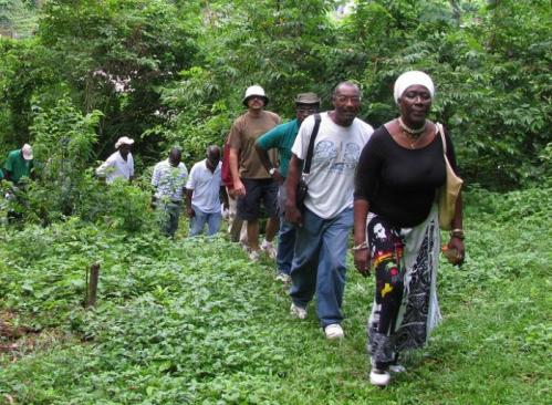 Zakiya Uzoma-Wadada, new Global Dryland Champion, leading Caribbean colleagues on a CANARI study visit to St. Vincent